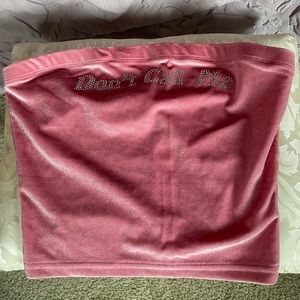 Pink velvet tube top